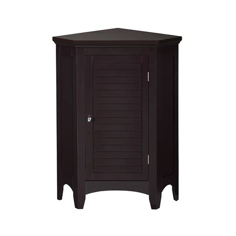 Elegant Home Fashions Glancy Wooden Corner Floor Cabinet Dark Brown
