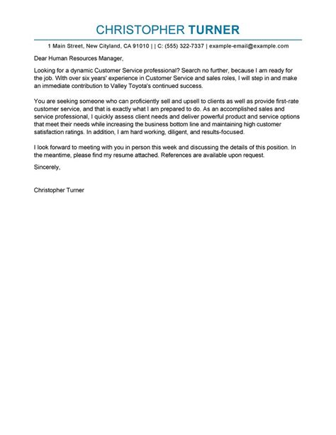Cover Letter Template For Customer Service