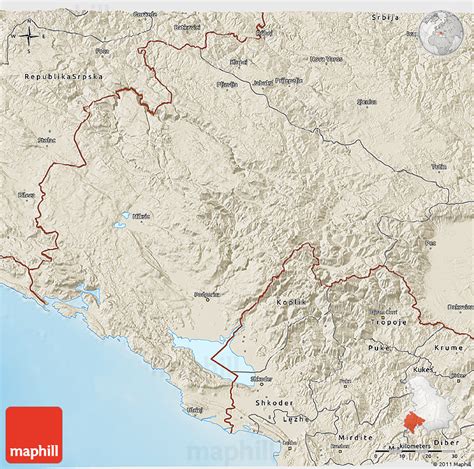 Shaded Relief 3d Map Of Crna Gora