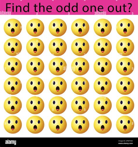 find the odd one out vector illustration sheet spot the difference emoji challenge stock