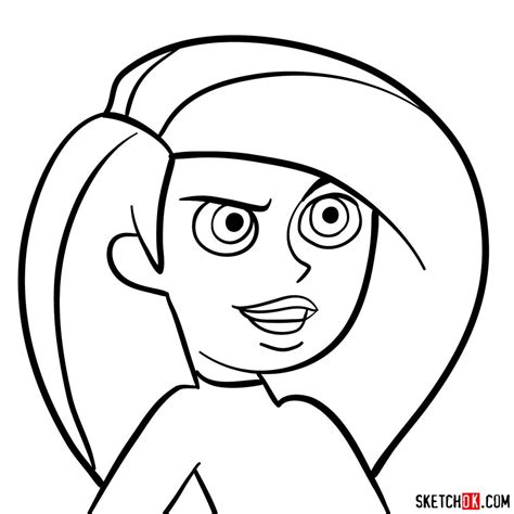 How To Draw Kim Possible S Face Sketchok Easy Drawing Guides