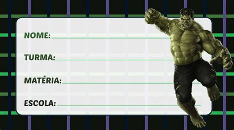 Etiqueta Escolar O Incrível Hulk Imagem Legal