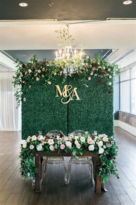 Boxwood Backdrop With Florals Green Wedding Decorations Emerald