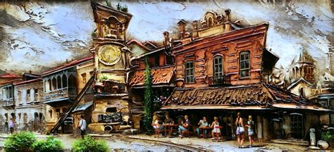 Для спектаклей осень моей весны, сталинград и рамона в постановке художника и режиссера резо габриадзе внутри зала ударника построен специальный театр в театре. old Tbilisi oil on canvas old Tbilisi street city ...