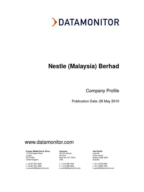 The existing company that has decided on is nestle (malaysia) berhad. Nestle Malaysia) Berhad | Nestlé | Recession