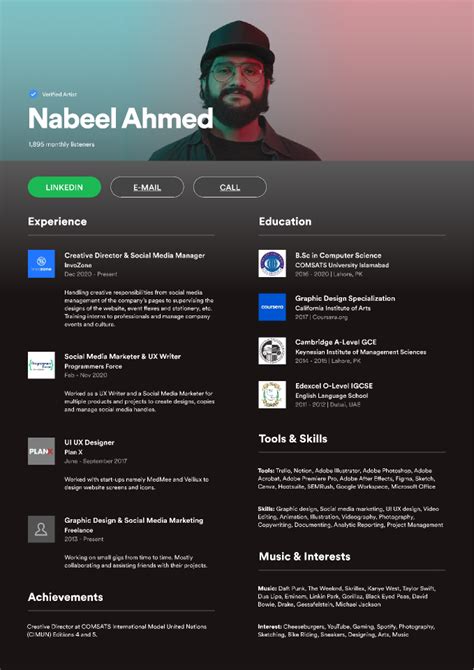 Nabils Spotify Cv Figma