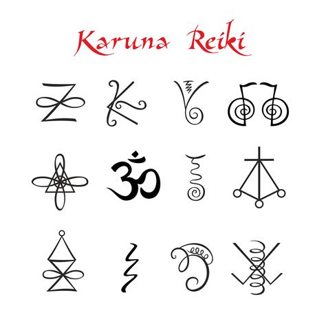 Karuna Reiki. Symbols. Healing energy. Alternative medicine. Vector