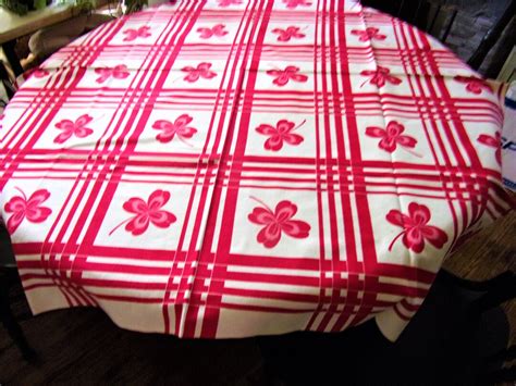 Vintage Startex Tablecloth 50 X 48 Red And White Etsy