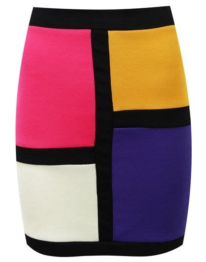 Colour Block Panel Bodycon Mini Skirt Stylesays