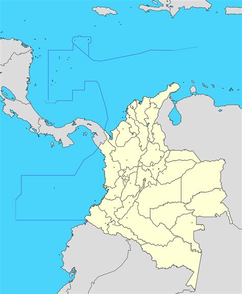 Mapa Político Mudo De Colombia 2008 Tamaño Completo