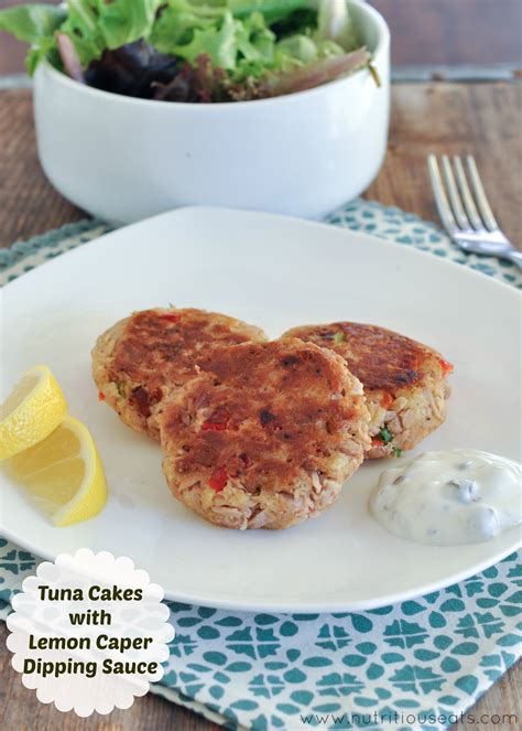 Tuna Cakes With Lemon Caper Dipping Sauce Nutritious Eats
