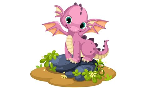 Free Vector Cute Pink Baby Dragon Cartoon