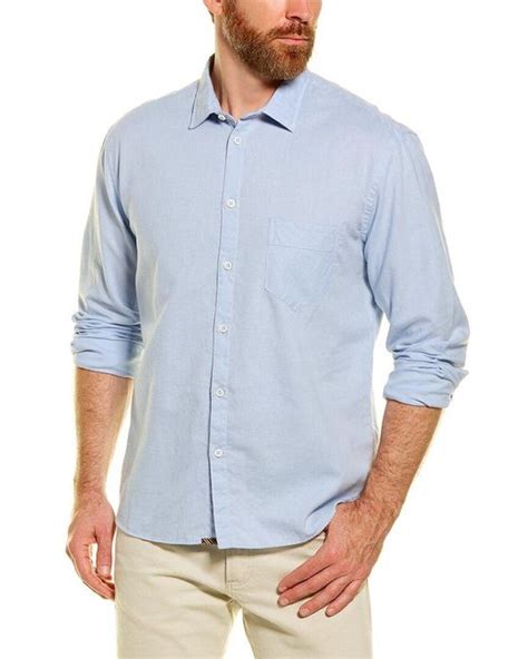 Billy Reid John Standard Fit Linen Blend Woven Shirt In Blue For Men