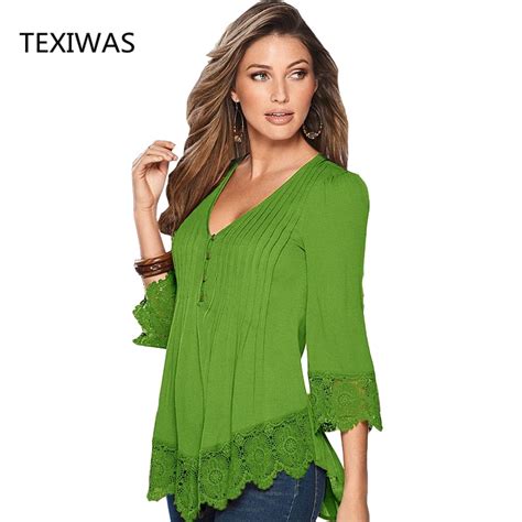 Texiwas 2018 Spring And Summer Womens Fashion New Solid Color V Neck Personality Pleated Sexy