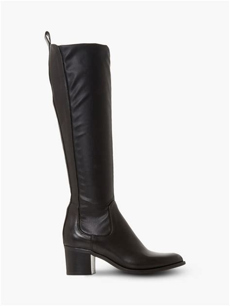 Dune Telling Mid Block Heel Knee High Boots Black At John Lewis And Partners