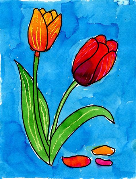 Art Projects For Kids Watercolor Tulips Spring Art Projects Kids