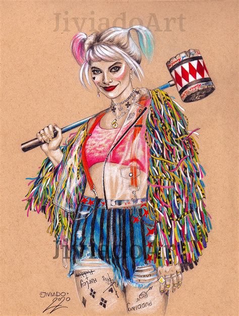 Original Portrait Margot Robbie As Harley Quinn Pencil Etsy