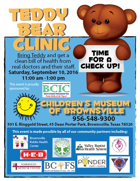 Teddy Bear Clinic 2016 Flyer Childrens Museum Of Brownsville