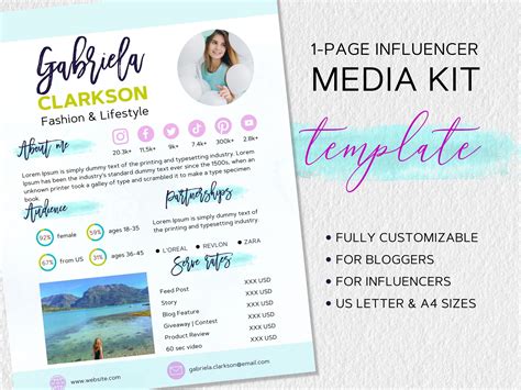 Media Kit Template For Influencers Bloggers 2 Sizes Canva Etsy In