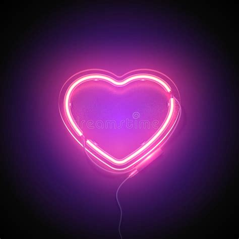 Neon Signboard Heart Purple Bg Stock Vector Illustration Of