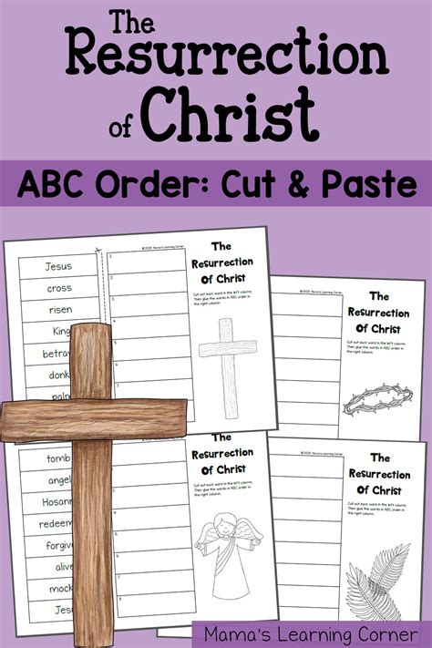abc order worksheet cut  paste  resurrection  christ