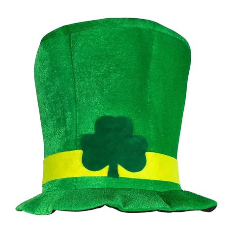 Irish St Patrick Day Green Shamrock Velvet High Top Hat Party Adult Cap
