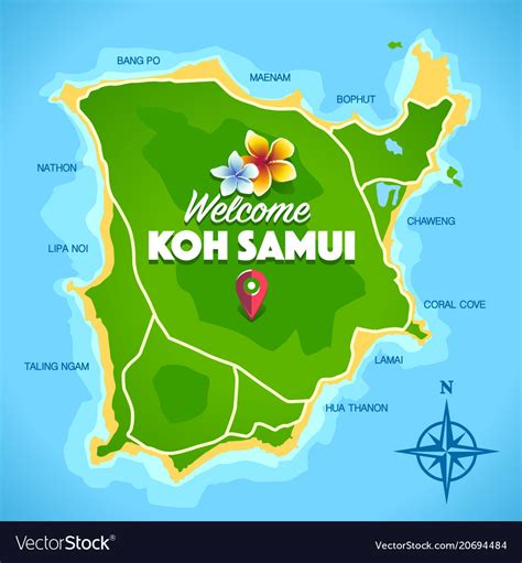 Koh Samui Map Royalty Free Vector Image Vectorstock