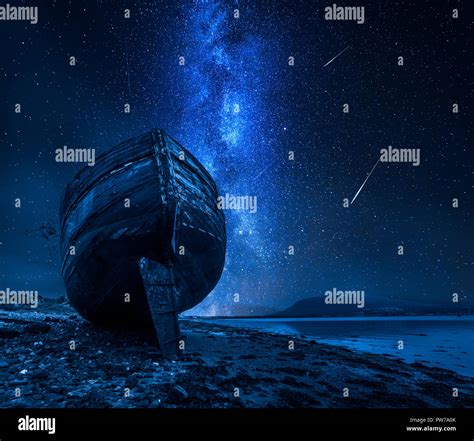 Milky Way Falling Stars And Abandoned Shipwreck Fort William