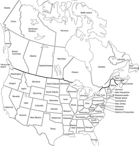 Kort Over Nordamerika Map Of North America