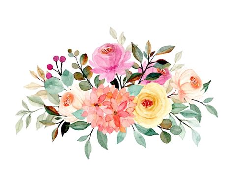 Premium Vector Floral Bouquet With Watercolor