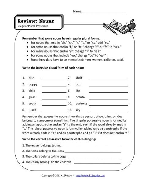 Add to my workbooks (0) download file pdf embed in my website or blog add to google classroom add to microsoft teams Noun Review - Irregular Plural, Possessive | Noun ...