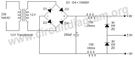 9v Dual Power Supply Using Zener Diodes 60 Off