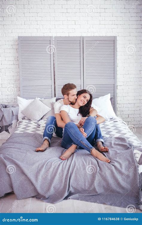 Young Loving Couple In The Bed Stock Photo Image Of Girl Pillow