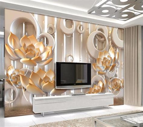 Beibehang Custom Wallpaper 3d Reliefs Papel De Parede Lotus Living Room