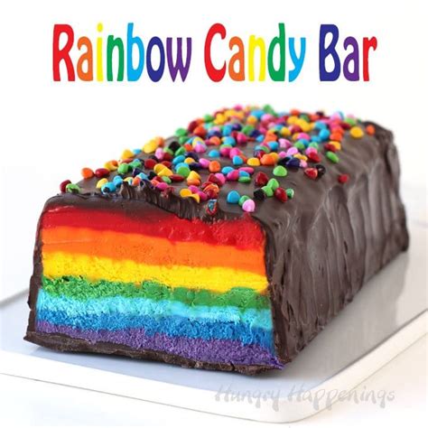 Giant Rainbow Candy Bar With Colorful Nougat In A Dark Chocolate Shell
