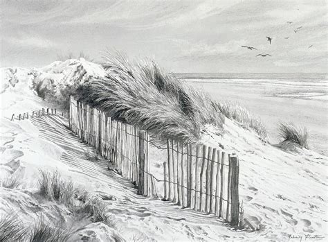 English Coast Sand Dune Landscape Drawings Beach Sketches Mermaid