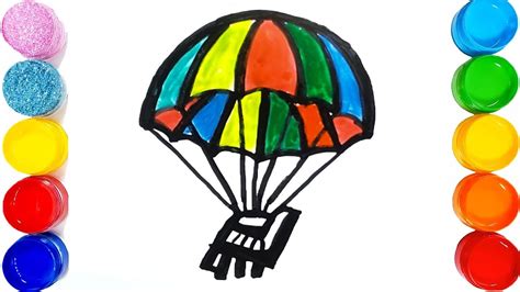 How To Draw A Parachute Step By Step Very Easy Too Colour Youtube