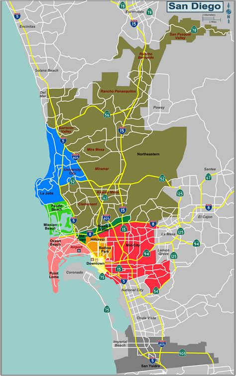 San Diego Map Neighborhoods World Map