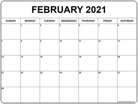 Free 2021 printable february blank calendar with holidays. February 2021 calendar | free printable monthly calendars