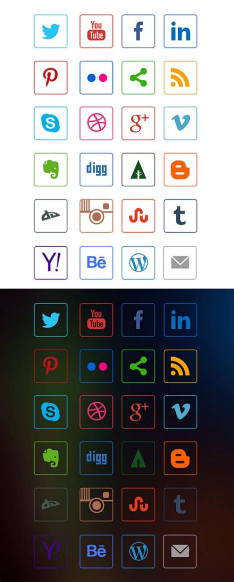 Free 24 Social Media Outline Icons Psd Titanui
