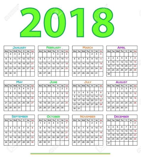 12 Months Calendar Design 2018 Printable And Editable Royalty Free Free