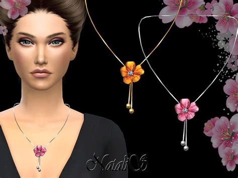Carved Flower Necklace Found In Tsr Category Sims 4 Female Necklaces