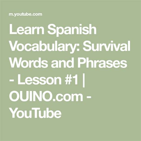 Learn Spanish Vocabulary Survival Words And Phrases Lesson 1 Youtube