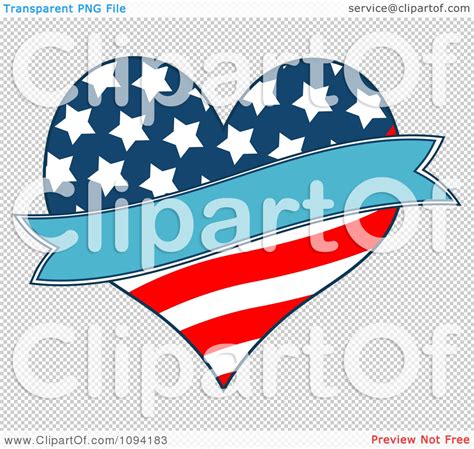Clipart Patriotic American Heart With A Blue Banner Royalty Free