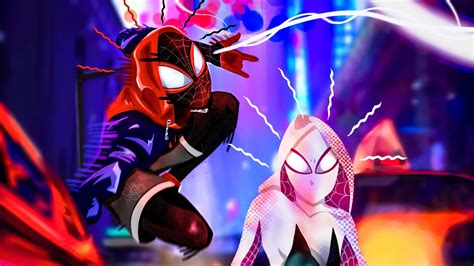 spider man into the spider verse is shown in this screenshot from disney s animated movie