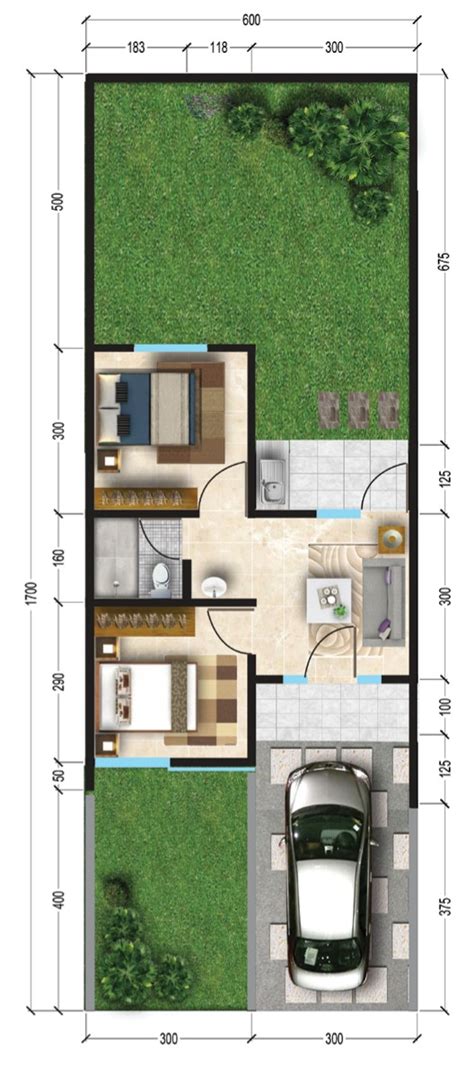 lingkar warna denah rumah minimalis ukuran  meter  kamar tidur