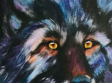 Blue Wolf Painting Original Acrylic Painting Lodge Cabin Etsy