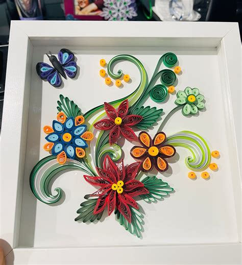 Paper Quilled Flower Quilling Art Colorful Wall Frame Etsy Quilling Art Quilling Flower