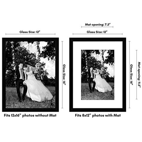 Americanflat 12x16 Picture Frame In Black Displays 8x12 With Mat Or