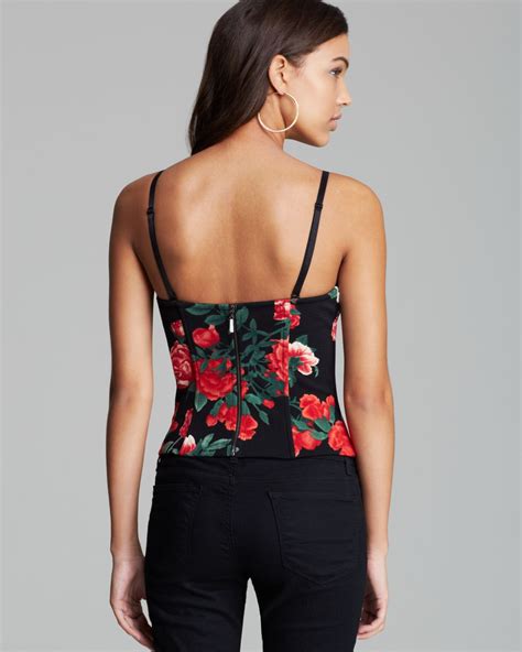 Guess Top Vintage Floral Bustier In Red Lyst